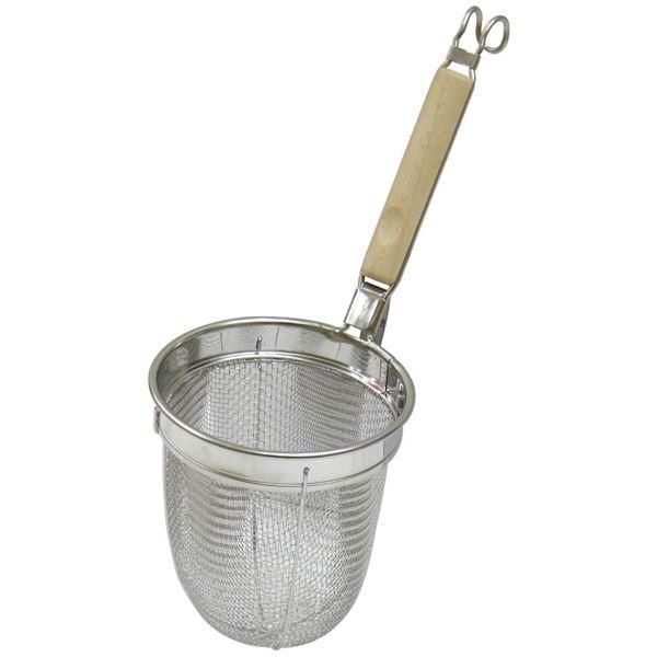 ds-〔3個セット〕 麺類用 湯切り 調理器具 幅140mm 日本製 木製取っ手付き パール金属 ミドルプロ 木柄うどんテボ キッチン 台所