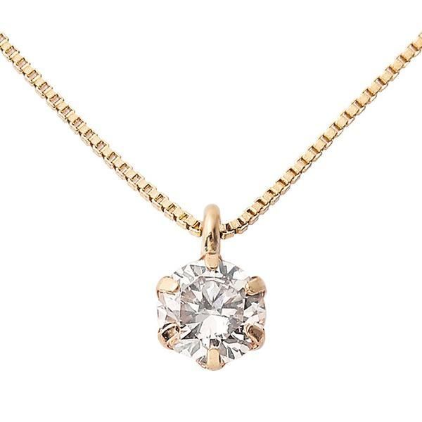 ds-ダイヤモンド ネックレス 0.3ct K18ピンクゴールド 一粒 6本爪 シンプル ダイヤネックレス ペンダント 鑑別カード付き
