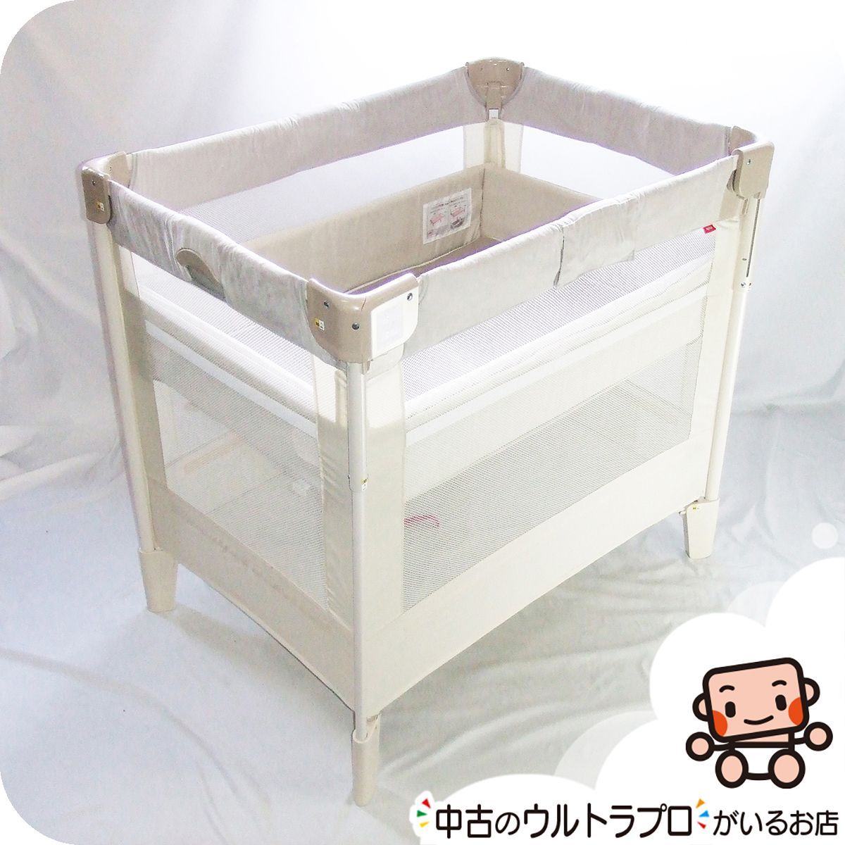 【お得っ！厳選中古】綺麗 ベビーベッド アップリカ Aprica ココネルエアープラス AB COCONEL AIR Plus 折りたたみベビーベッド【B.綺麗】