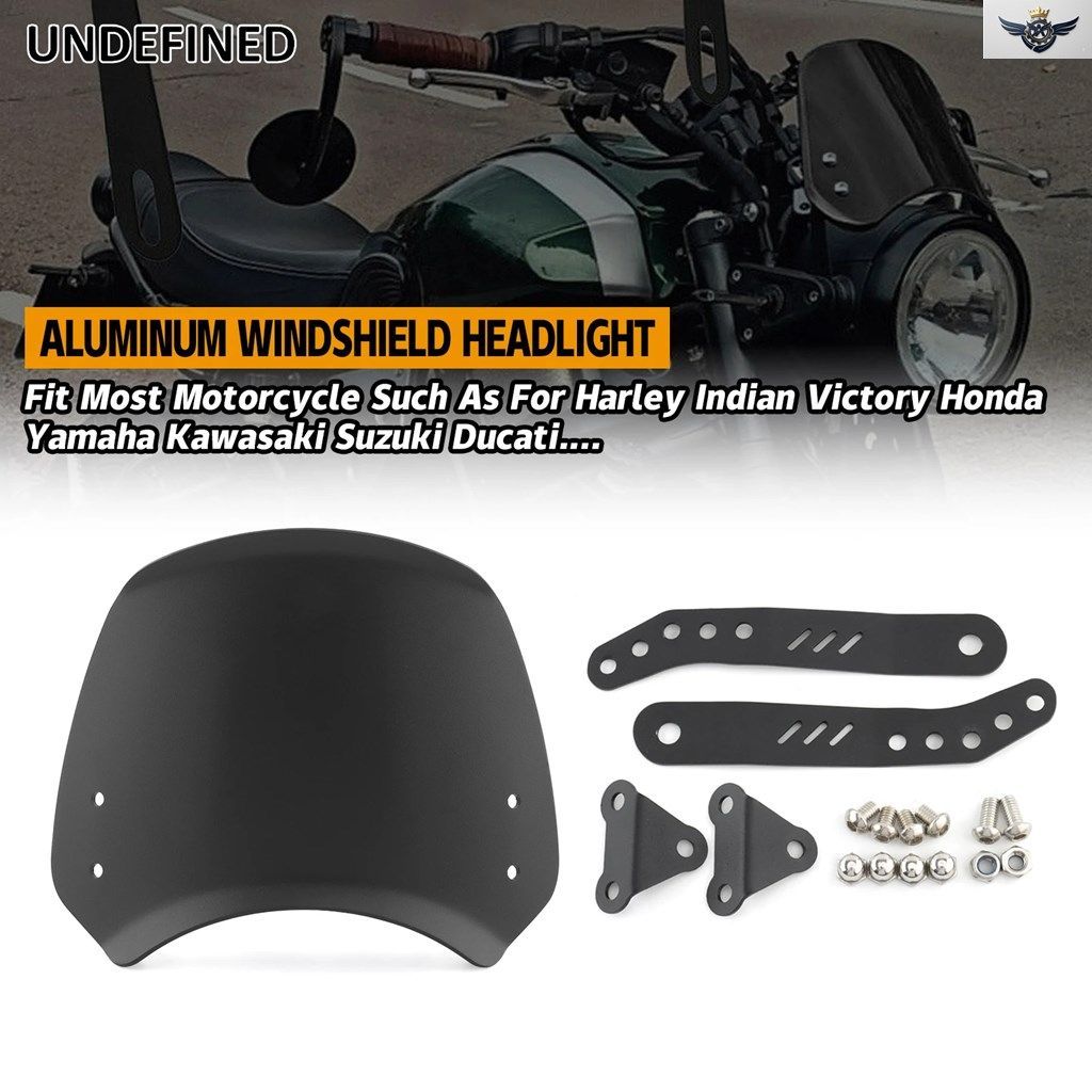 ハスクバーナ、ヤマハ、XSR、ロイヤルエンフィールド、トライアンフのオートバイ用丸型ヘッドライトフェアリングウインドシールドカスタム