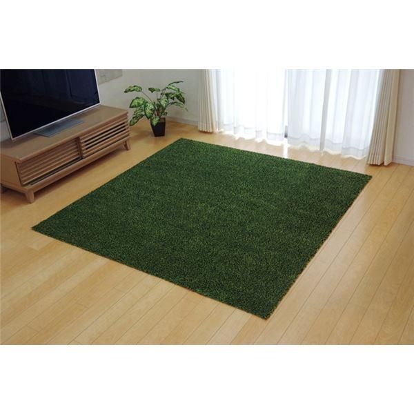 ds-タフト風 ラグマット/絨毯 〔3畳 グリーン 約140×340cm〕 洗える 防滑 オールシーズン ホットカーペット可 〔リビング〕 10,195円