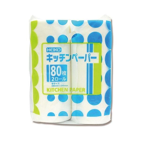 ds-シモジマ HEIKO キッチンペーパー中 80カット/ロール #004711000 1セット(16ロール:2ロール×8パック)