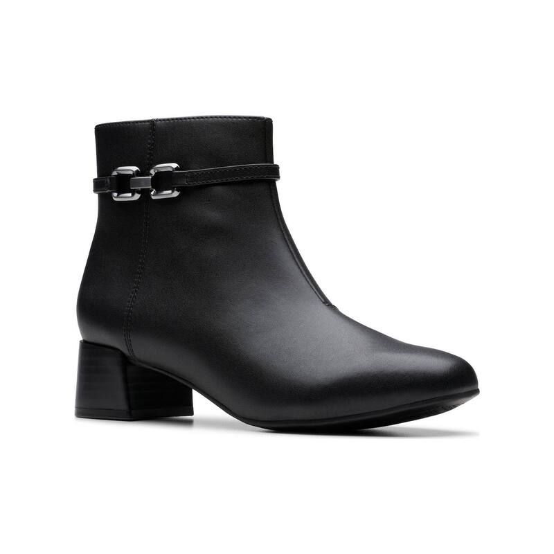 クラークス レディース シューズ ブーツ・レインブーツ アンクル Clarks Iridessair Womens Wedge SlipOn Comfort Ankle Boots Black Lea