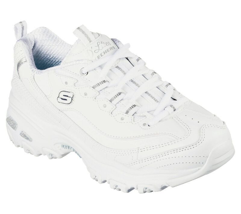 スケッチャーズ レディース シューズ スニーカー Skechers DLites Womenshoes White Silver Leather ホワイト