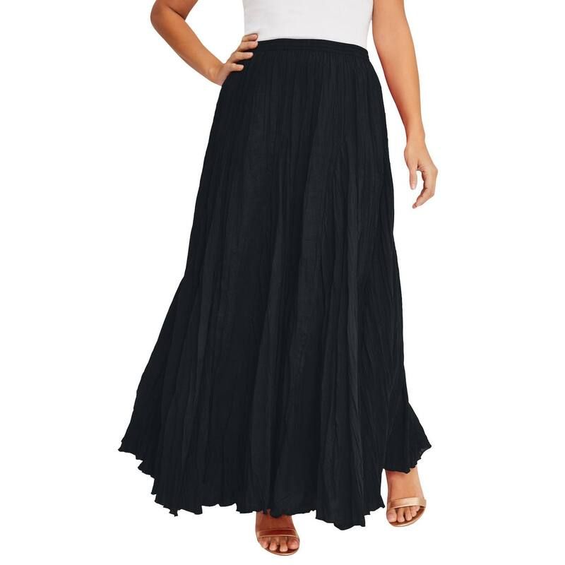 ジェシカロンドン レディース ボトムスカート プラスサイズ マキシ Jessica London Womens Plusize Flowing Crinkled Maxi Skirt Black ブラ