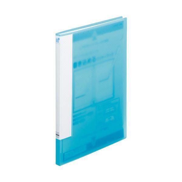 ds-（まとめ） リヒトラブ CUBE FIZZ書き込めるクリヤーブック A4タテ 20ポケット ブルー N-6005-8 1冊 〔×10セット〕