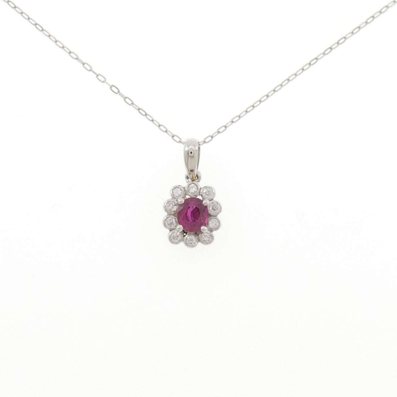 PT900/PT850 ルビー ネックレス 0.38CT