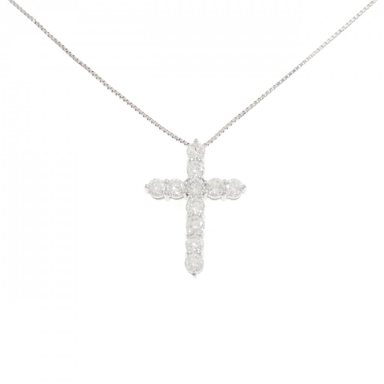 K18WG クロス ダイヤモンド ネックレス 1.00CT