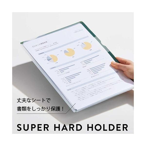 ds-（まとめ） キングジム カラーセレクションスーパーハードホルダー 3山インデックス（マチ付） A4タテ 緑 CN765ミト 1セット（5枚） 〔×5セット〕