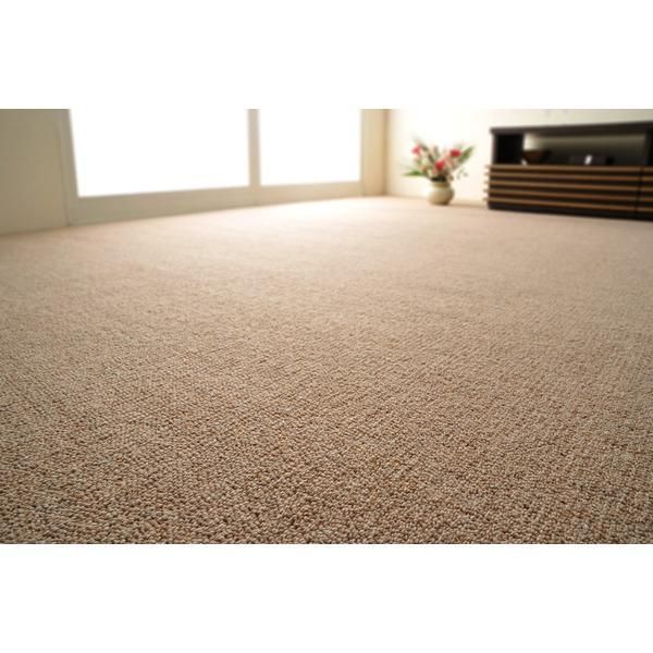 ds-ラグマット 絨毯 江戸間 4.5畳 約261×261cm ブラウン 日本製 ウール100％ 防炎 防ダニ 抗菌 ホットカーペット可 オペラ
