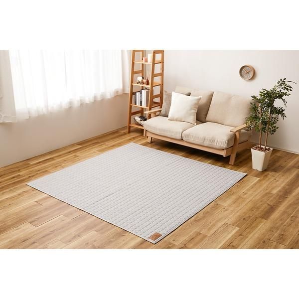 ds-ラグマット 絨毯 約190×240cm グレー 滑り止め付 ホットカーペット可 オールシーズン 洗える スウェットキルトラグ リビング