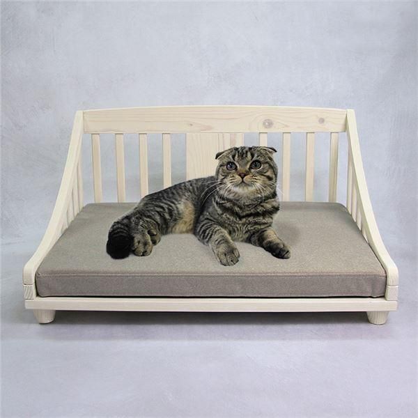 ds-ペットベッド M 約幅67.5cm ホワイト 木製 ペット用品 ペットグッズ 犬用品 猫用品 組立品