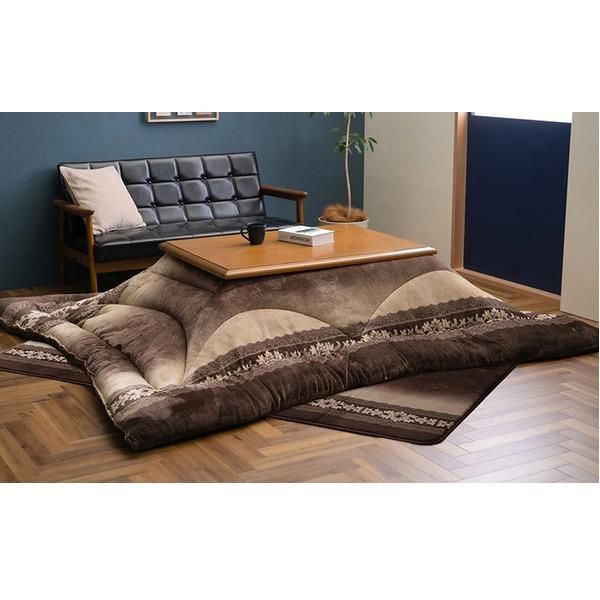 ds-こたつ布団 約205×285cm 長方形 ブラウン 単品 エレガンス 手洗い可 洗える フランネル こたつ掛布団 インテリア家具