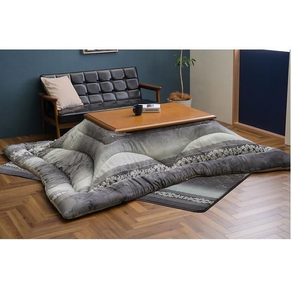 ds-こたつ布団 約205×205cm 正方形 グレー 単品 エレガンス 手洗い可 洗える フランネル こたつ掛布団 インテリア家具