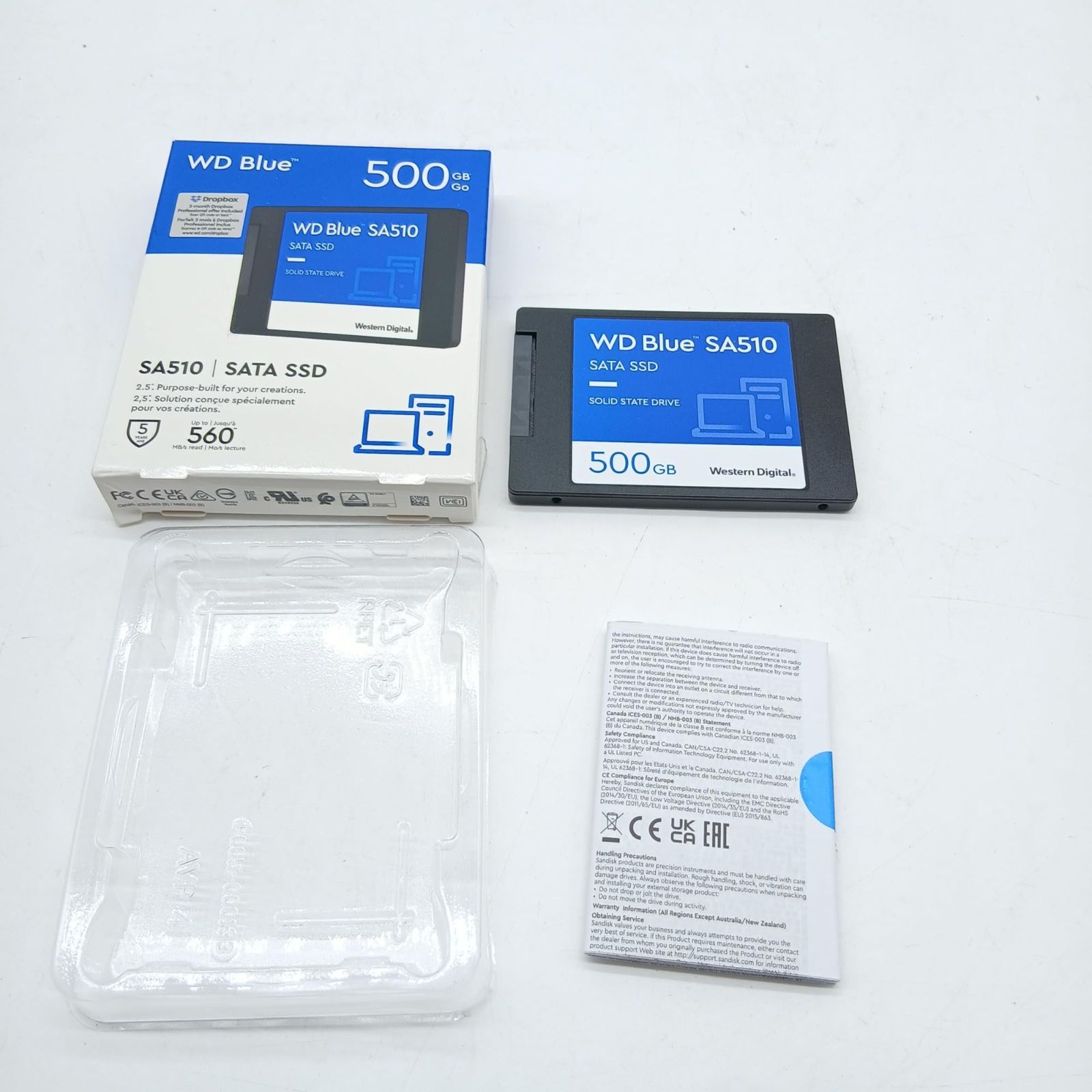 No.6565 Western Digital ウエスタンデジタル WD Blue SATA SSD 内蔵 500GB 2.5インチ (読取り最大 560MB/s 書込み最大 510MB/s) PC メーカー保証5年 WDS500G3B0A-EC SA510