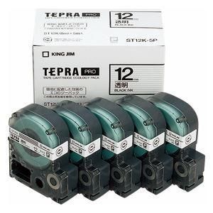 ds-キングジム テプラPROテープエコパック 透明ラベル5個入 ST12K-5P