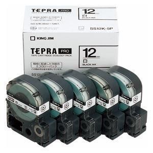 ds-キングジム テプラPROテープエコパック 12mm 白ラベル 5個入 SS12K-5P