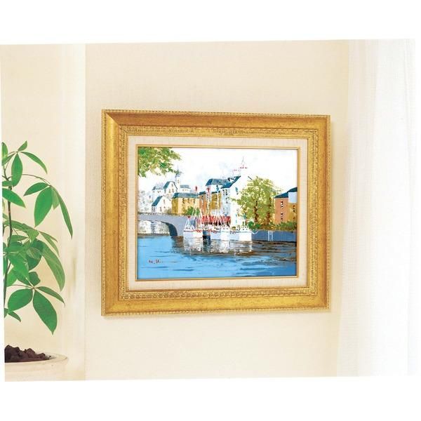 ds-油絵額 フレームセット F6号 黒沢久 「運河の風景」 460×552×55mm