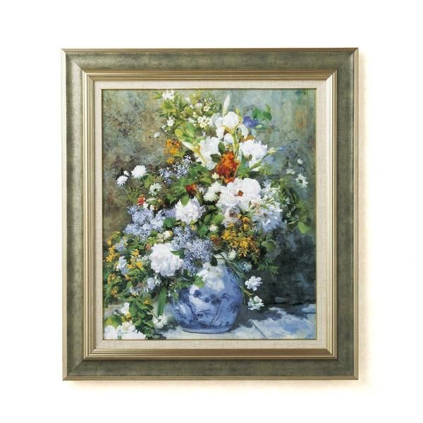 ds-名画額縁 フレームセット F10号 ルノワール 「花瓶の花」 690×615×38mm 壁掛けひも付き ストーングレーフレーム