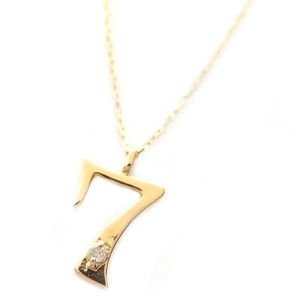 ds-ナンバー ネックレス ダイヤモンド ネックレス 一粒 0.01ct K18 ゴールド 数字 7 ダイヤネックレス ペンダント
