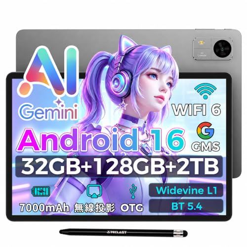 msTECLAST M50T タブレット 10インチ Android 16 WiFiモデル 32GB RAM+128GB ROM+2TB拡張 WiFi 6 タブレット Widevine L1対応 IPS大画面 AI対応 7000mAh長時間バッテリー Blue 16,658円
