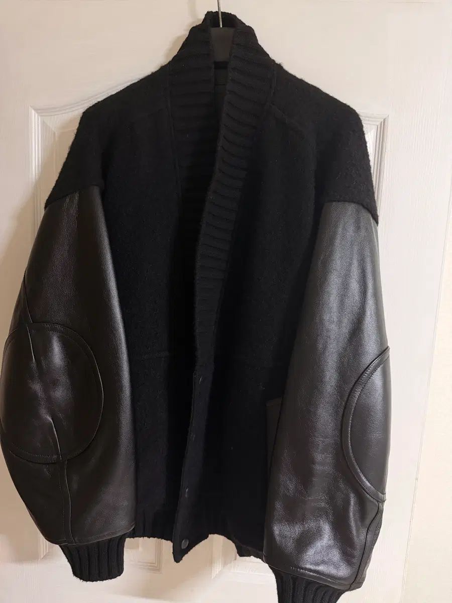 SHAWL COLLAR LEATHER JACKET BLACK
