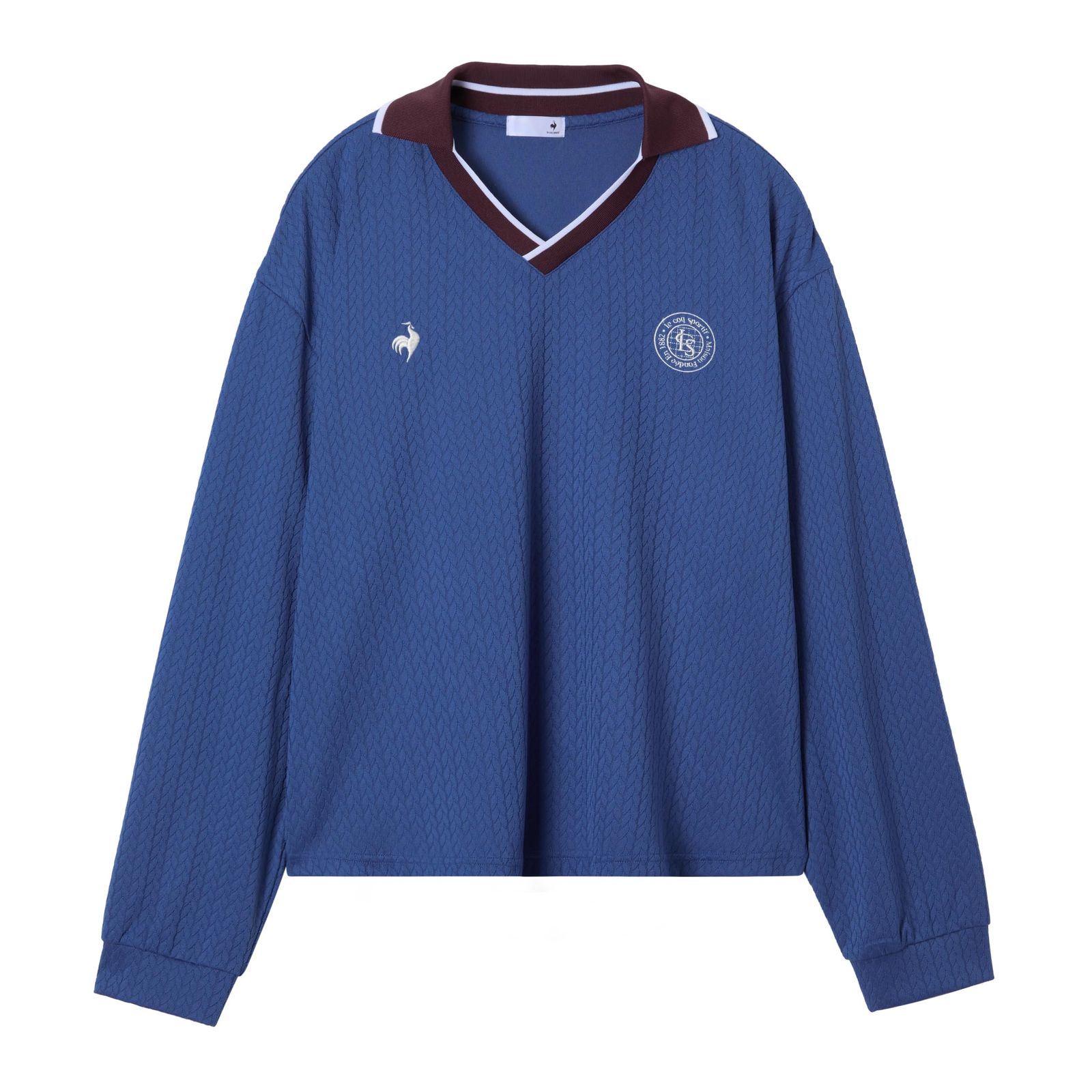 新品 [ルコックスポルティフ] ジャガード長袖Tシャツ LU5FLS00L_BL00_M