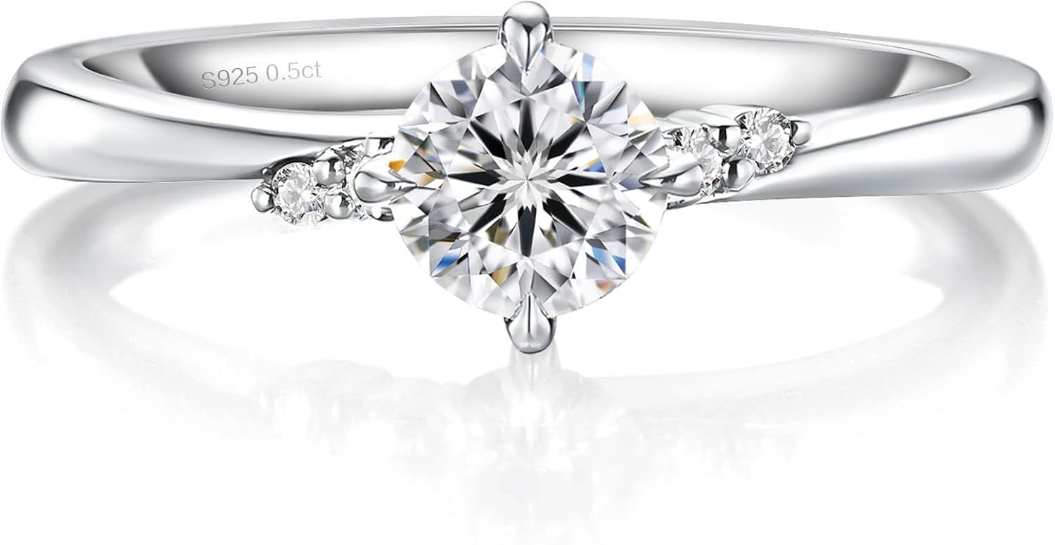 KRKCLIFE モアサナイト リング レディース 結婚指輪 人工ダイヤモンド 大粒 シルバー925 金アレ対応 プレゼント 16-星空-0.5CT | 存在感のある大粒デザイン・ダイヤモンド級の上品