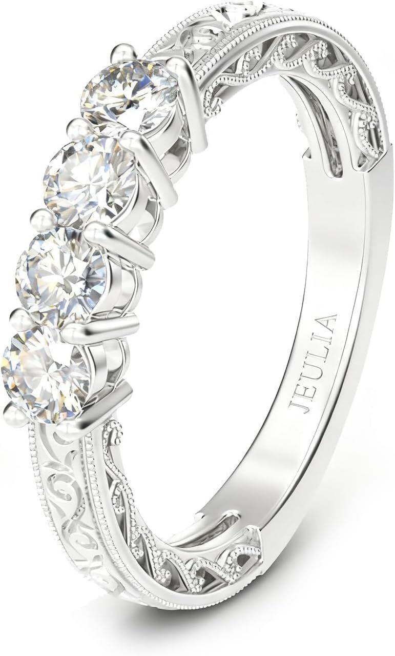 [Jeulia] ダイヤモンド ケルトノット ヴィンテージ リング 女性用 925 スターリングシルバー 0.4カラット モアッサナイトリング アイルランド 婚約 プロミスリング GRAテスト証明書付 8,540円