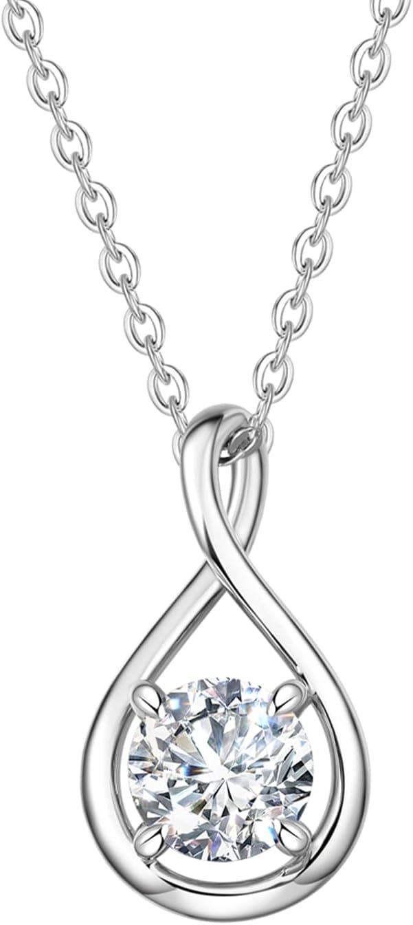 [FANCIME] プラチナ ダイヤモンド ネックレス レディース 一粒 0.5ct ラボグロウンダイヤモンド 4.4mm (DEF/VS) インフィニティ無限 モチーフ 本物 ダイヤモンド