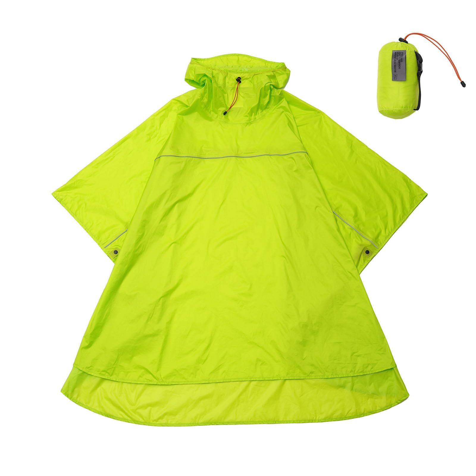 msKiU キウ ライトウェイトコンパクトポンチョ LIGHTWEIGHT COMPACT PONCHO 防水 撥水 耐水 レインポンチョ 雨合羽 軽量 おしゃれ 通勤 通学 自転車 アウトドア 収納袋 ユニセックス メンズ レディース ネオンイエロー K50