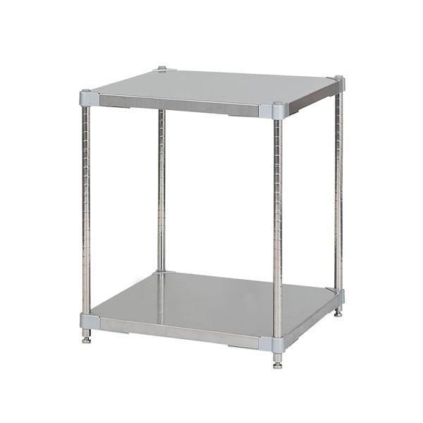 ds-ステンレス シェルフ 60×60cm 2段 H70cm 日本製 耐錆 耐薬性 耐久性 冷蔵 冷凍 高温多湿対応 収納棚 オープンラック 組立式