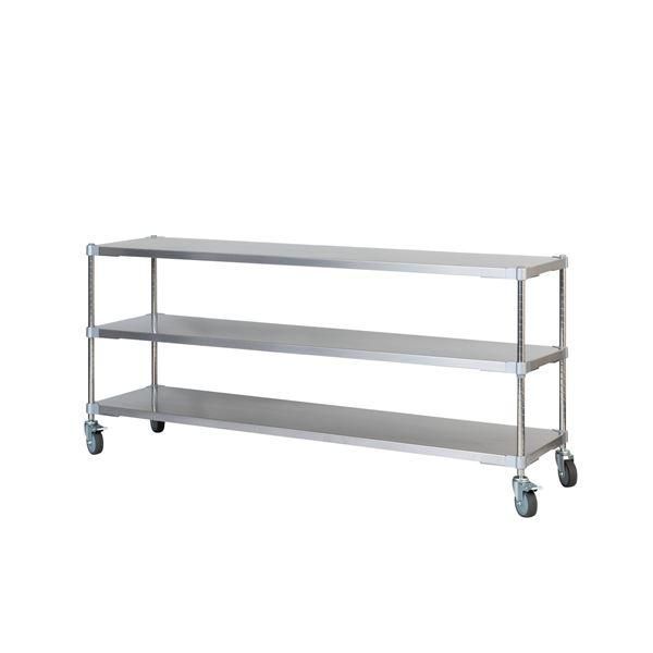 ds-ステンレス シェルフ ワゴン 46×150cm H70cm 3段 キャスター付き 日本製 耐錆 耐薬性 耐久性 冷蔵 冷凍 高温多湿対応 組立式
