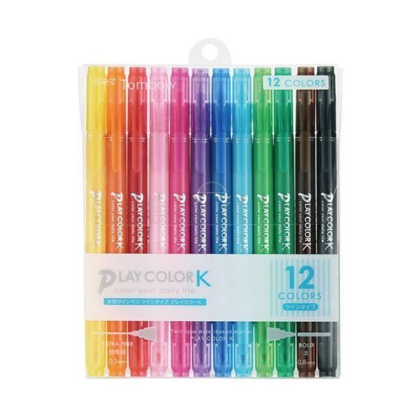 ds-〔5セット〕 トンボ鉛筆 水性マーキングペン プレイカラーK 12色セット Tombow-GCF-011X5