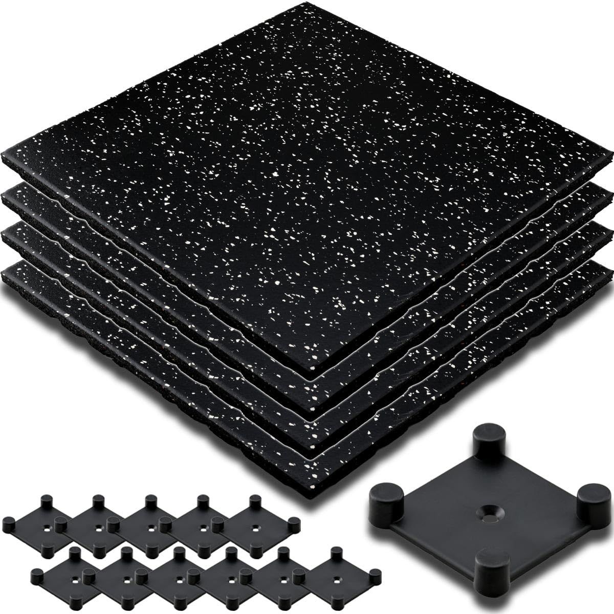 msジム マット フィットネス フロア 床 50cm*50cm 20mm厚 ゴムマット 4枚 ジョイントクリップ12個セット