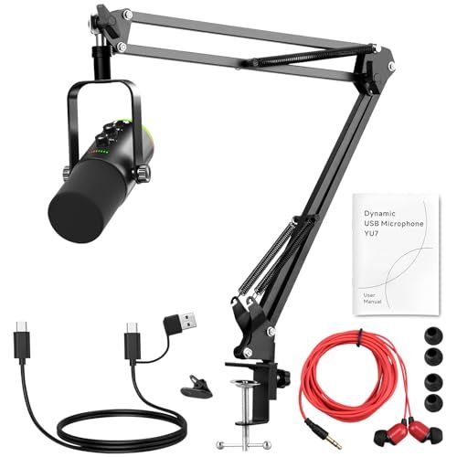 msダイナミックマイク XLR/USB接続、ノイズ低減ゲーミングマイク、単一指向性、音量調節・残響調整・ミュート機能、XLRインタフェース、RGBライト付き、ヘッドホン端子・リアルタイムリスニング機能、ライブ、ゲーム解説、録音、ビジネス会議に適しています、PC