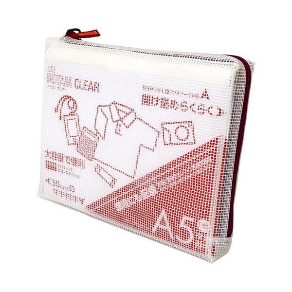 ds-(まとめ) サクラクレパスノータム クリアー A5タイプ マチ付 レッド UNCM-A5#19 1個 〔×5セット〕