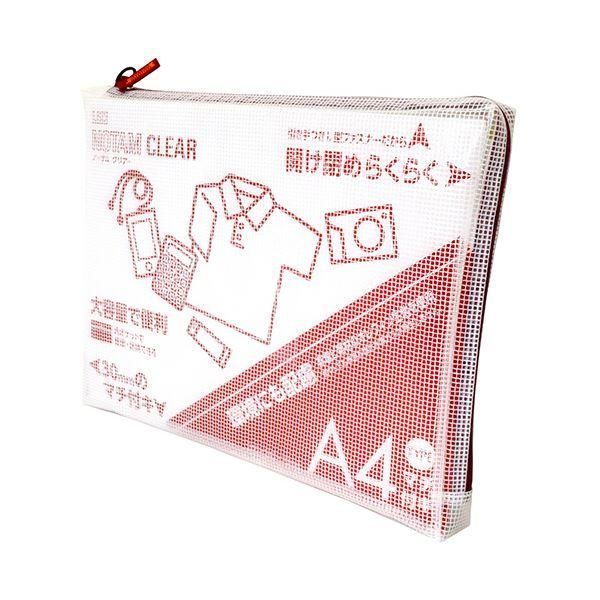 ds-(まとめ) サクラクレパスノータム クリアー A4タイプ マチ付 レッド UNCM-A4#19 1個 〔×5セット〕