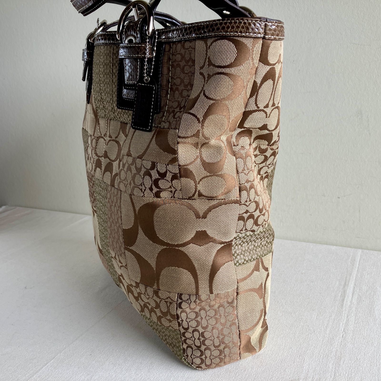 Vintage Coach Soho Signature Patchwork XL Tote Genuine Snakeskin 