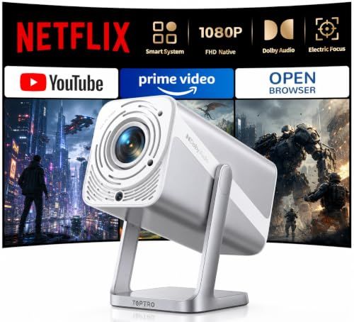 msプロジェクター 家庭用【Netflixライセンス&20WDolby対応】750ASNI 高輝度［AI自動フォーカス＆自動台形補正］プロジェクター 4K 内蔵 Netflix/YouTube/PrimeVideo WiFi6 双方向Bluetooth5.3
