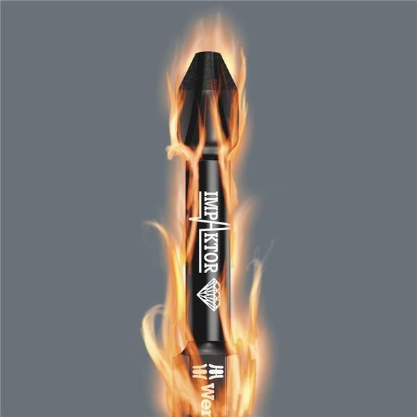 ds-WERA ヴェラ 10本入 差込6.35mm インパクト用 ポジドライブ ダイヤモンドコーティング ドライバービット 刃先サイズPZ2 全長25mm 057621
