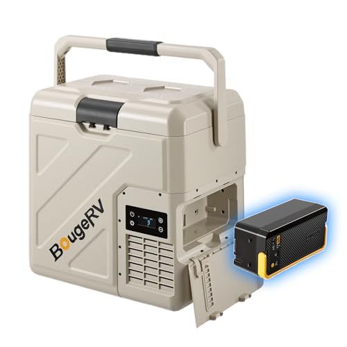 ★新品★【リン酸鉄電池付き】BougeRV ポータブル冷蔵庫 20L小型 -20℃?20℃ 冷凍冷蔵対応 軽量 静音 省エネ 【バッテリーで最長 30 時間連続稼働】 大型ハンドル付き AC付属 アプリ操作可 4WAY電源対応（AC100V/ 14ad178a