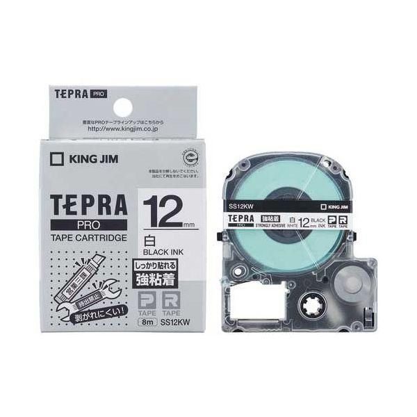 ds-テプラPROテープ強粘着SS12KW 白／黒字 5個 6,641円