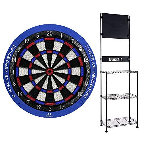 msDARTS LIVE ZERO BOARD & BLITZER ダーツ スタンド BSD21-BK | 【DARTSLIVE セット商品】 静音 DARTSLIVE ソフト ダーツ 電子 ボード スタンド スローマット スマホ連動 15.5インチ 防傷 防
