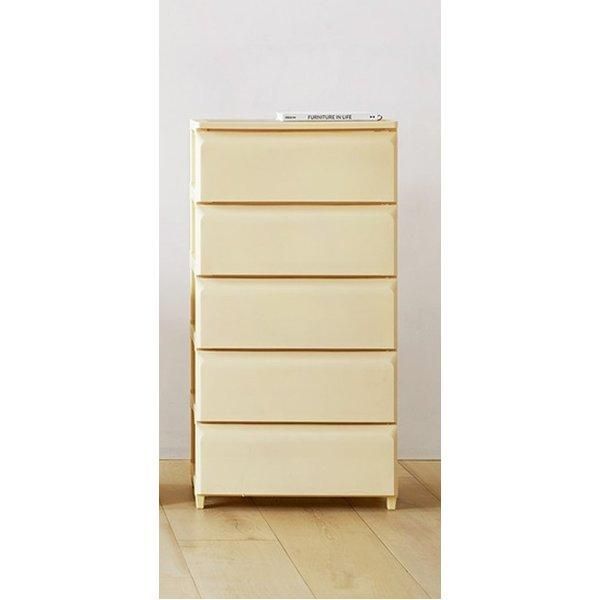 ds-チェスト 収納家具 〔L5段 バターイエロー〕 タンス 工具不要 簡単組み立て ROOM＆HOME デイリー 組立式 引き出し
