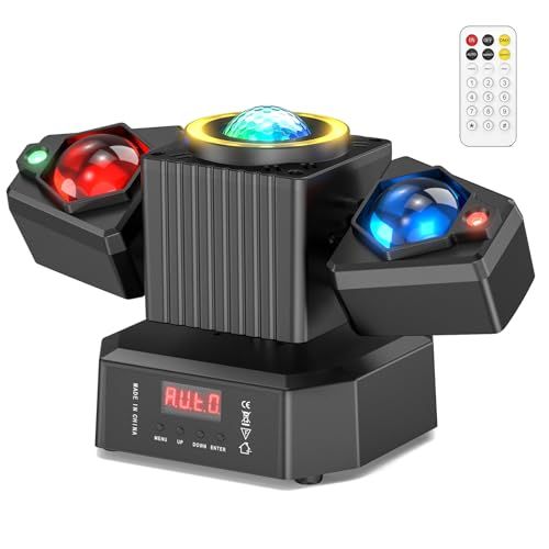 【新品】105W LED ムービングヘッドライト 2アームRGBW 舞台照明 ステージライト 4つの照明効果 リモコン・DMX512対応, ディスコライト 19CH 音声制御 クラブ・結婚式・カラオケ用 b7013ec9