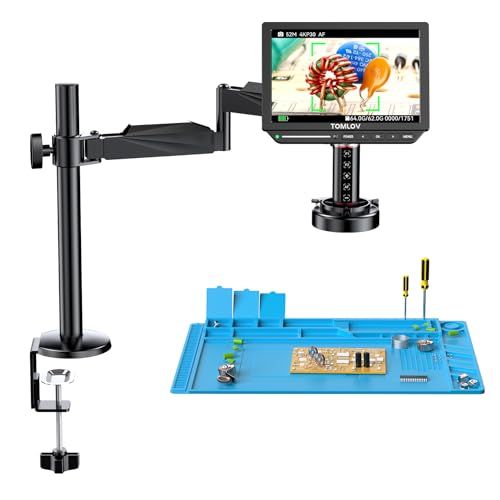 ★新品★TOMLOV オートフォーカス 4K デジタル顕微鏡【業界唯一 自動焦点】 たわみアーム2000X HDMI LCD 電子 8インチ液晶 コイン顕微鏡 52MP 電子修理パッド付き 16GB 革新的な自動ピント合わせ 8\