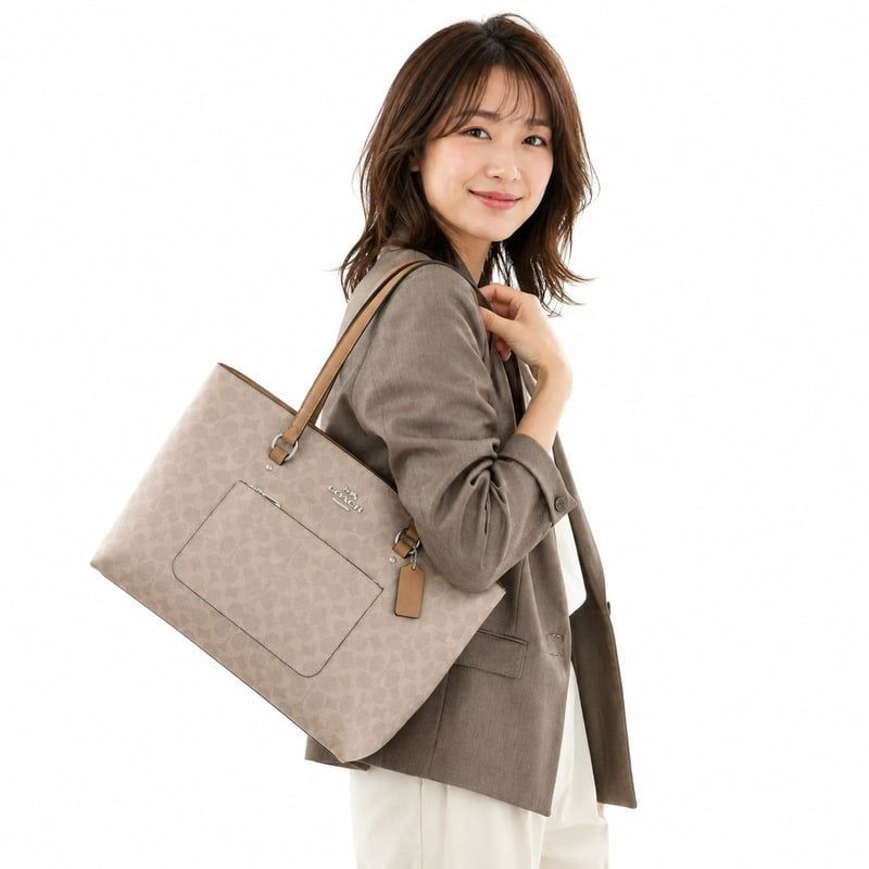 ?コーチ COACH　ステーション トート バッグ・シグネチャー キャンバス　CCD69 SVPWH