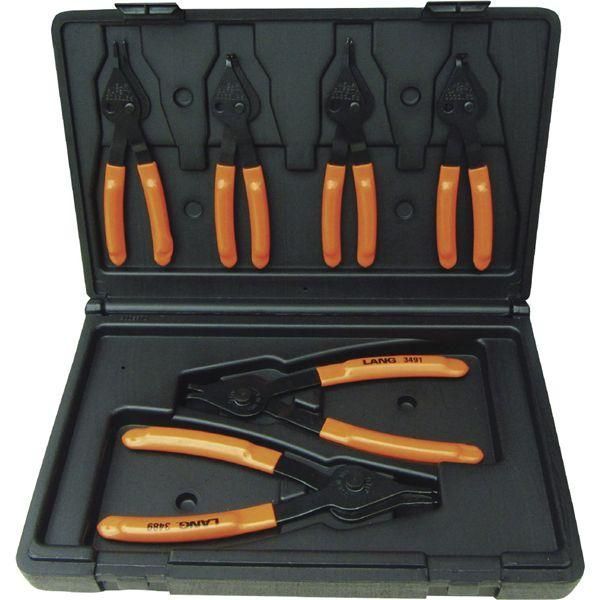 ds-LANGTOOLS ラングツール スナップリングプライヤーセット 6本入リ 穴リング10～44mm 3497 工具 ツール DIY 作業工具