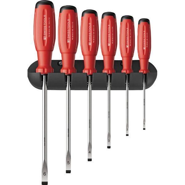 ds-PB SWISS TOOLS ピービースイスツールズ 6本組 スイスグリップEVO マイナスドライバーセット ホルダー付 38240.H 工具 ツール